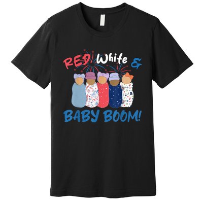 Funny Red White And Baby Boom Happy 4th Of July Nicu Nurse Premium T-Shirt