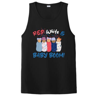 Funny Red White And Baby Boom Happy 4th Of July Nicu Nurse PosiCharge Competitor Tank