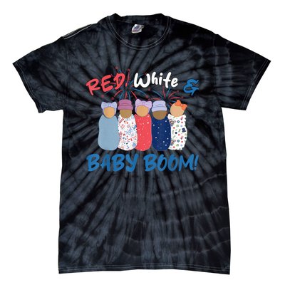 Funny Red White And Baby Boom Happy 4th Of July Nicu Nurse Tie-Dye T-Shirt