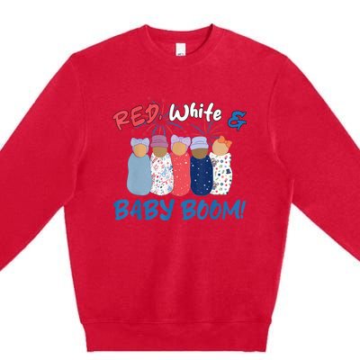 Funny Red White And Baby Boom Happy 4th Of July Nicu Nurse Premium Crewneck Sweatshirt