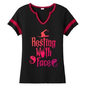 Funny Resting Witch Face Witch Halloween Gift Ladies Halftime Notch Neck Tee