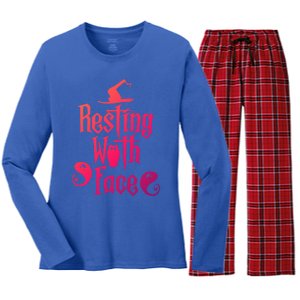 Funny Resting Witch Face Witch Halloween Gift Women's Long Sleeve Flannel Pajama Set 