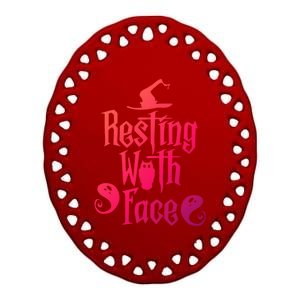 Funny Resting Witch Face Witch Halloween Gift Ceramic Oval Ornament