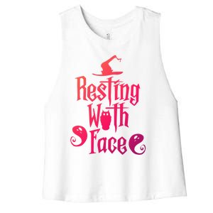 Funny Resting Witch Face Witch Halloween Gift Women's Racerback Cropped Tank