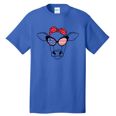 Funny Red White And Moo 4th Of July Usa Patriotic Cow Funny Gift Tall T-Shirt