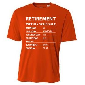 Funny Retiret Weekly Schedule Cool Retired Cute Gift Cooling Performance Crew T-Shirt