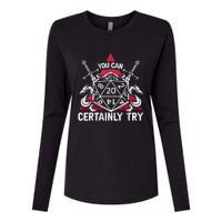 Funny RPG You Can Certainly Try D20 Womens Cotton Relaxed Long Sleeve T-Shirt