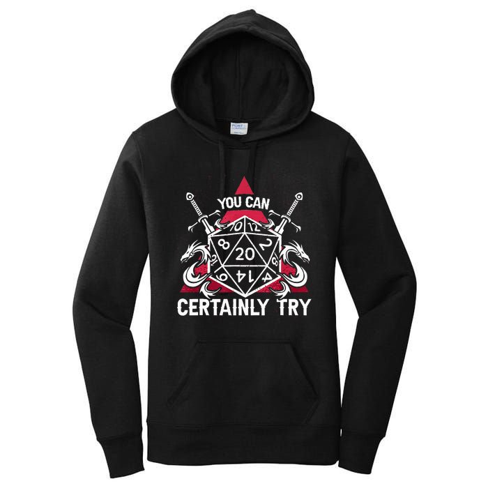 Funny RPG You Can Certainly Try D20 Women's Pullover Hoodie