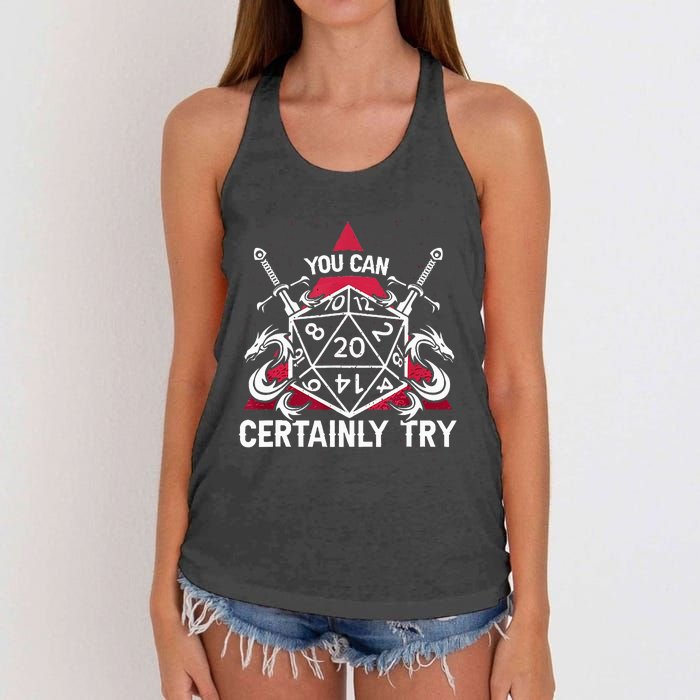 Funny RPG You Can Certainly Try D20 Women's Knotted Racerback Tank