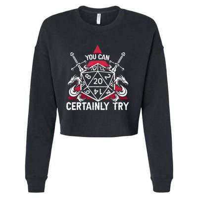 Funny RPG You Can Certainly Try D20 Cropped Pullover Crew