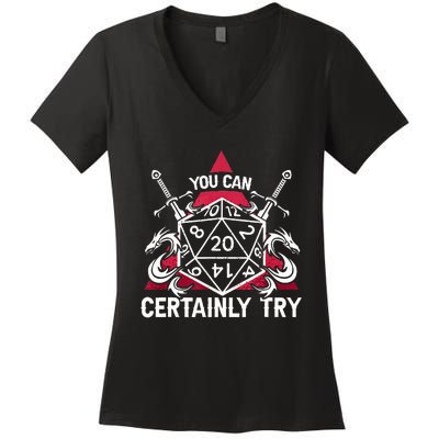 Funny RPG You Can Certainly Try D20 Women's V-Neck T-Shirt