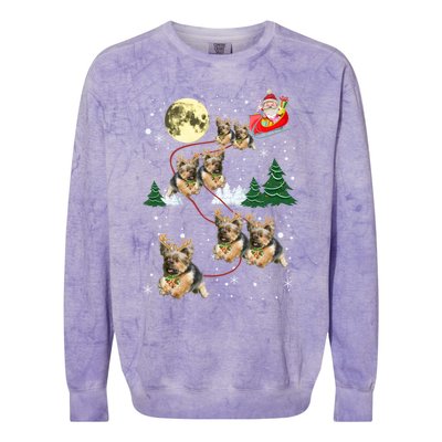 Funny Reindeer Yorkie Xmas Christmas Dog Lovers Gift Colorblast Crewneck Sweatshirt