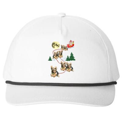 Funny Reindeer Yorkie Xmas Christmas Dog Lovers Gift Snapback Five-Panel Rope Hat