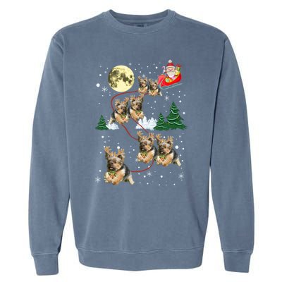 Funny Reindeer Yorkie Xmas Christmas Dog Lovers Gift Garment-Dyed Sweatshirt