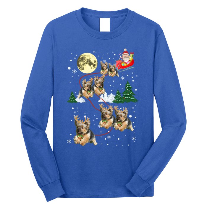 Funny Reindeer Yorkie Xmas Christmas Dog Lovers Gift Long Sleeve Shirt