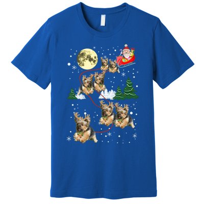 Funny Reindeer Yorkie Xmas Christmas Dog Lovers Gift Premium T-Shirt