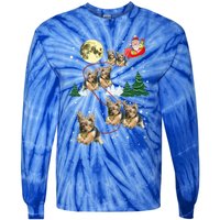 Funny Reindeer Yorkie Xmas Christmas Dog Lovers Gift Tie-Dye Long Sleeve Shirt