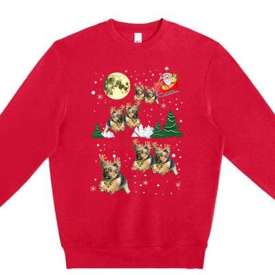 Funny Reindeer Yorkie Xmas Christmas Dog Lovers Gift Premium Crewneck Sweatshirt