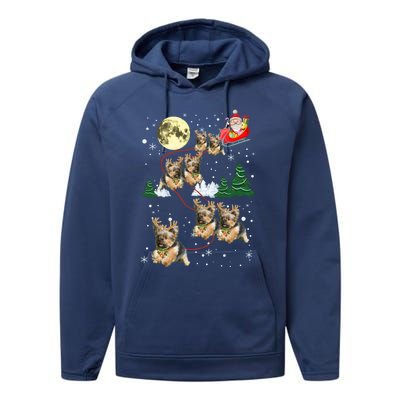 Funny Reindeer Yorkie Xmas Christmas Dog Lovers Gift Performance Fleece Hoodie