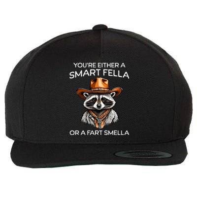 Funny Raccoon YouRe Either A Smart Fella Or A Fart Smella Wool Snapback Cap