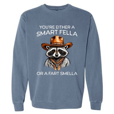 Funny Raccoon YouRe Either A Smart Fella Or A Fart Smella Garment-Dyed Sweatshirt