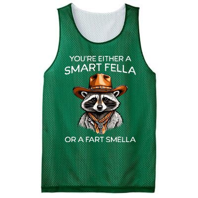 Funny Raccoon YouRe Either A Smart Fella Or A Fart Smella Mesh Reversible Basketball Jersey Tank