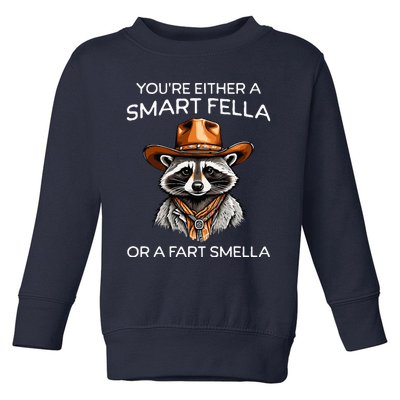 Funny Raccoon YouRe Either A Smart Fella Or A Fart Smella Toddler Sweatshirt