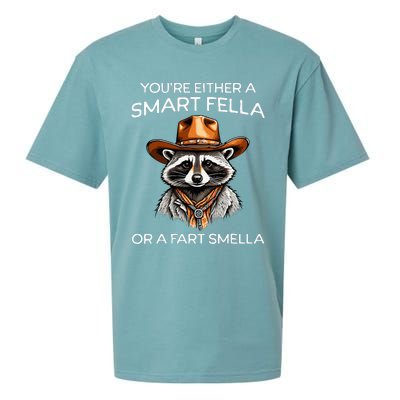 Funny Raccoon YouRe Either A Smart Fella Or A Fart Smella Sueded Cloud Jersey T-Shirt