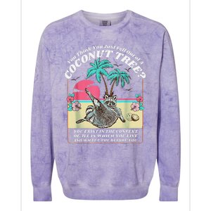 Funny Raccoon You Think You Just Fell Out Of A Coconut Tree Colorblast Crewneck Sweatshirt