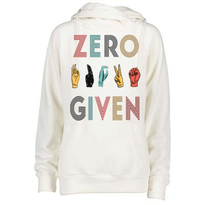 Funny Rude Zero Fucks Given Sign Language ASL Vintage Deaf Womens Funnel Neck Pullover Hood