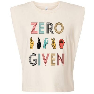 Funny Rude Zero Fucks Given Sign Language ASL Vintage Deaf Garment-Dyed Women's Muscle Tee