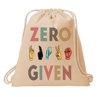 Funny Rude Zero Fucks Given Sign Language ASL Vintage Deaf Drawstring Bag
