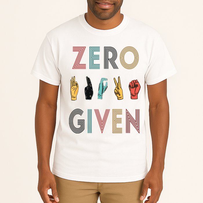 Funny Rude Zero Fucks Given Sign Language ASL Vintage Deaf Tall T-Shirt
