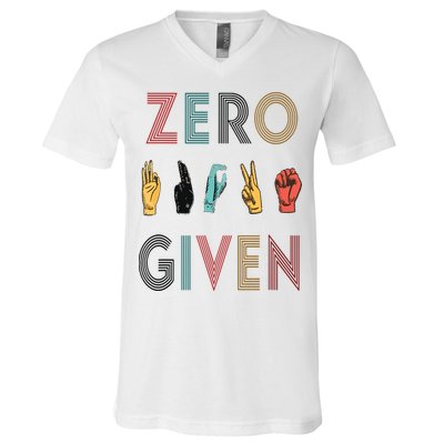 Funny Rude Zero Fucks Given Sign Language ASL Vintage Deaf V-Neck T-Shirt