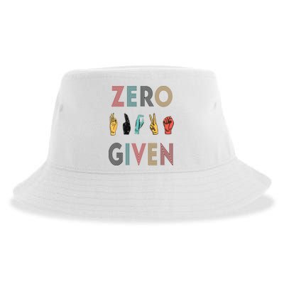 Funny Rude Zero Fucks Given Sign Language ASL Vintage Deaf Sustainable Bucket Hat