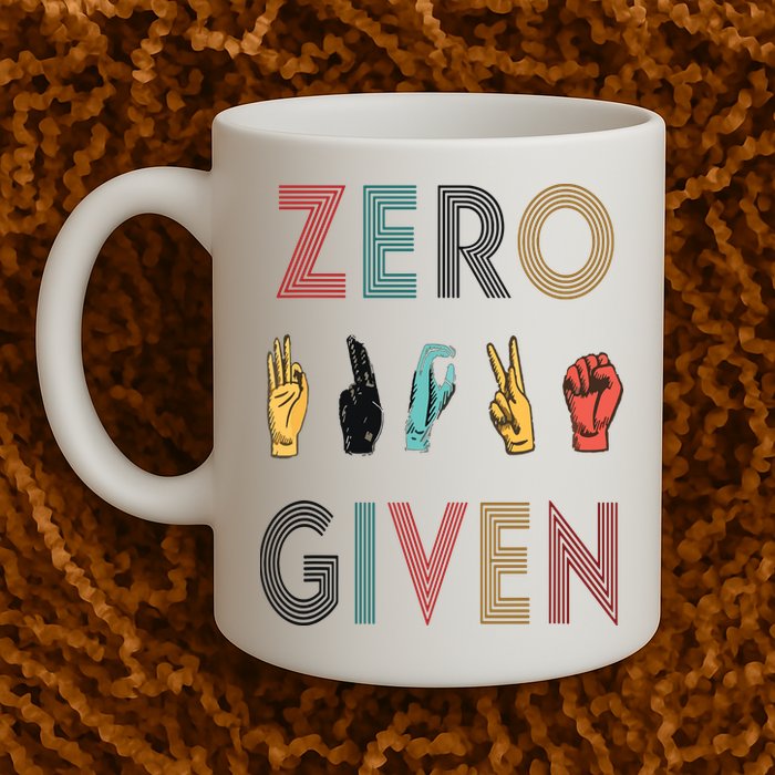 Funny Rude Zero Fucks Given Sign Language ASL Vintage Deaf Mug