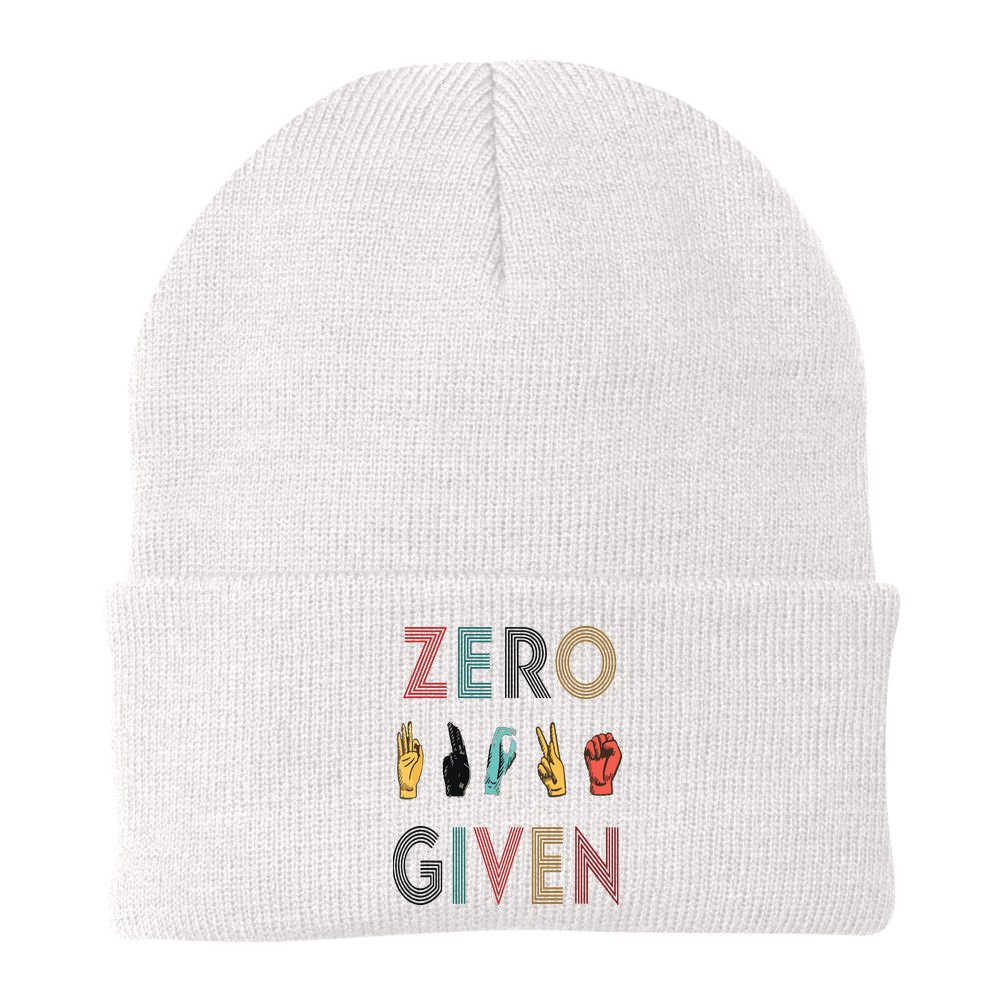 Funny Rude Zero Fucks Given Sign Language ASL Vintage Deaf Beanie