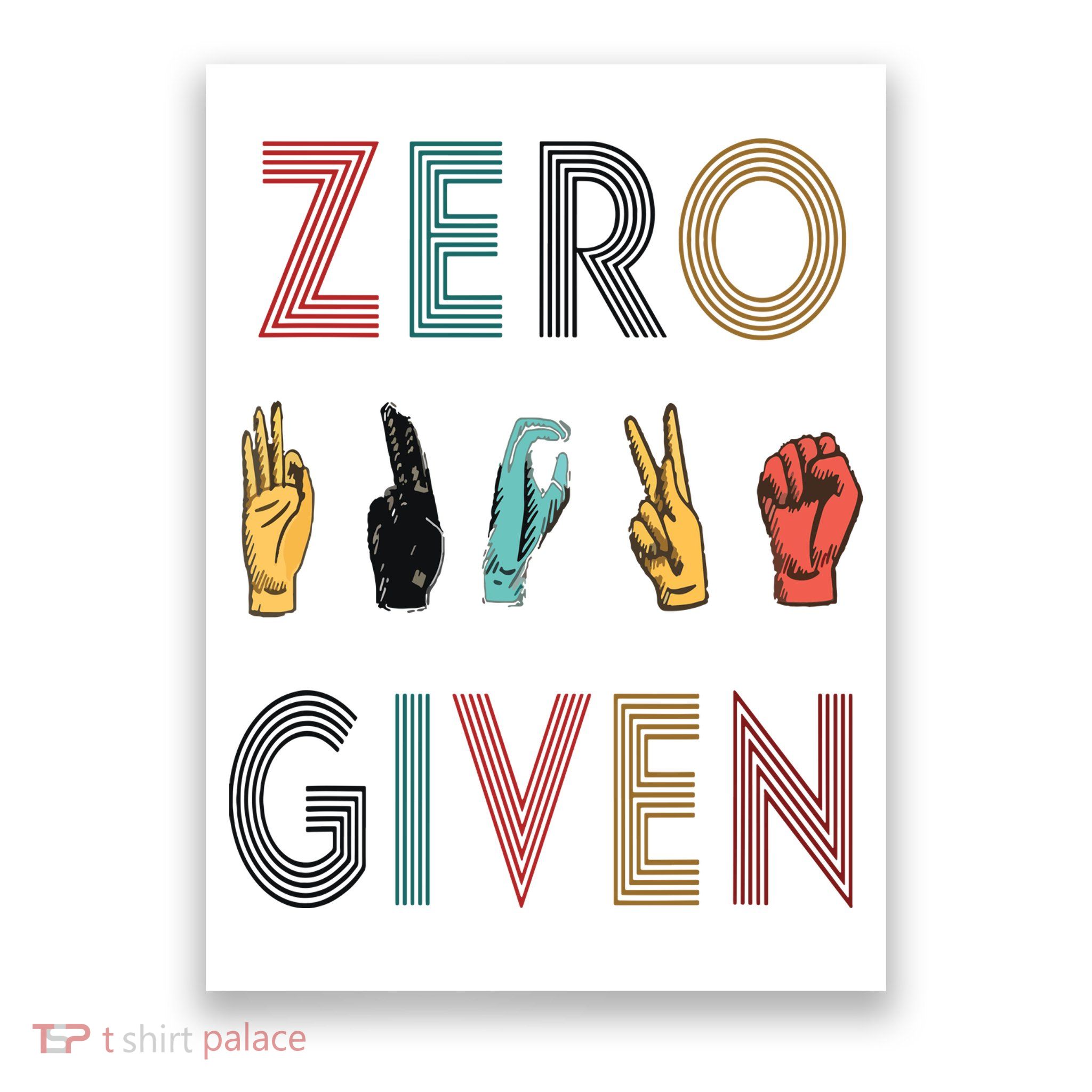 Funny Rude Zero Fucks Given Sign Language ASL Vintage Deaf Poster