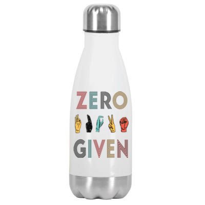 Funny Rude Zero Fucks Given Sign Language ASL Vintage Deaf Stainless Steel Insulated Water Bottle