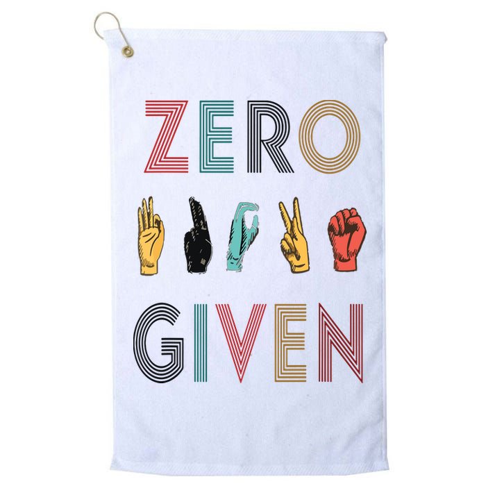 Funny Rude Zero Fucks Given Sign Language ASL Vintage Deaf Golf Towel