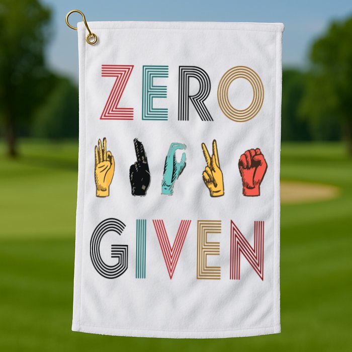 Funny Rude Zero Fucks Given Sign Language ASL Vintage Deaf Golf Towel