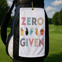Funny Rude Zero Fucks Given Sign Language ASL Vintage Deaf Golf Towel