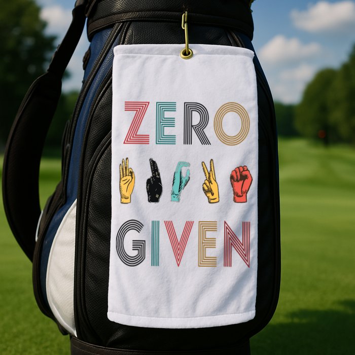 Funny Rude Zero Fucks Given Sign Language ASL Vintage Deaf Golf Towel