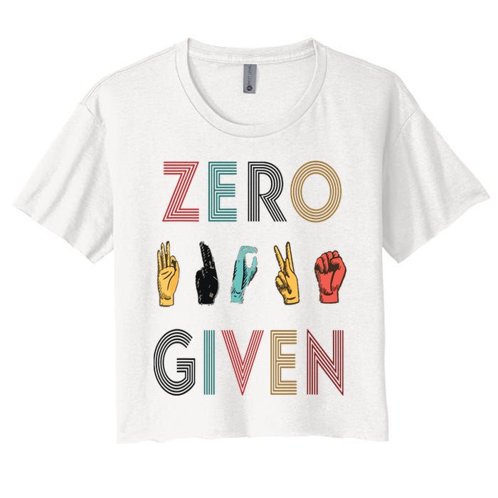 Funny Rude Zero Fucks Given Sign Language ASL Vintage Deaf Crop Top