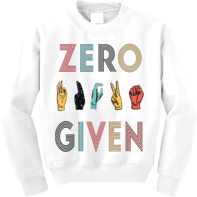 Funny Rude Zero Fucks Given Sign Language ASL Vintage Deaf Kids Sweatshirt