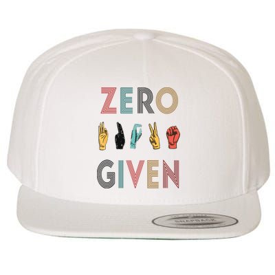 Funny Rude Zero Fucks Given Sign Language ASL Vintage Deaf Wool Snapback Cap