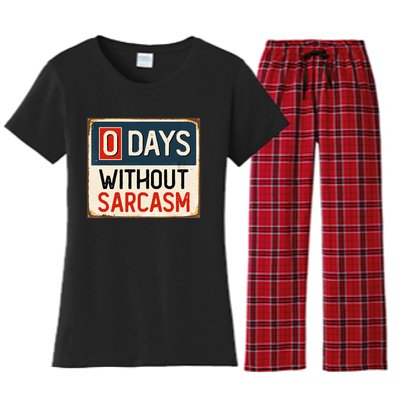  Funny Sarcastic 0 Days Without sarcasm Women's Flannel Pajama Set