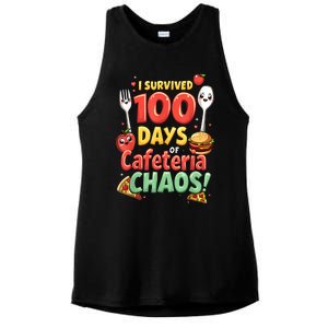 Funny Survived 100 Days Of School Cafeteria Staff Lunch Lady Ladies PosiCharge Tri-Blend Wicking Tank