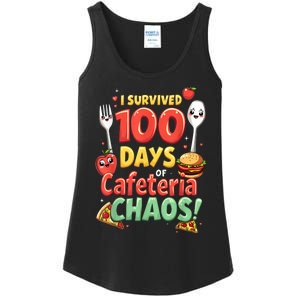 Funny Survived 100 Days Of School Cafeteria Staff Lunch Lady Ladies Essential Tank