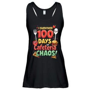 Funny Survived 100 Days Of School Cafeteria Staff Lunch Lady Ladies Essential Flowy Tank